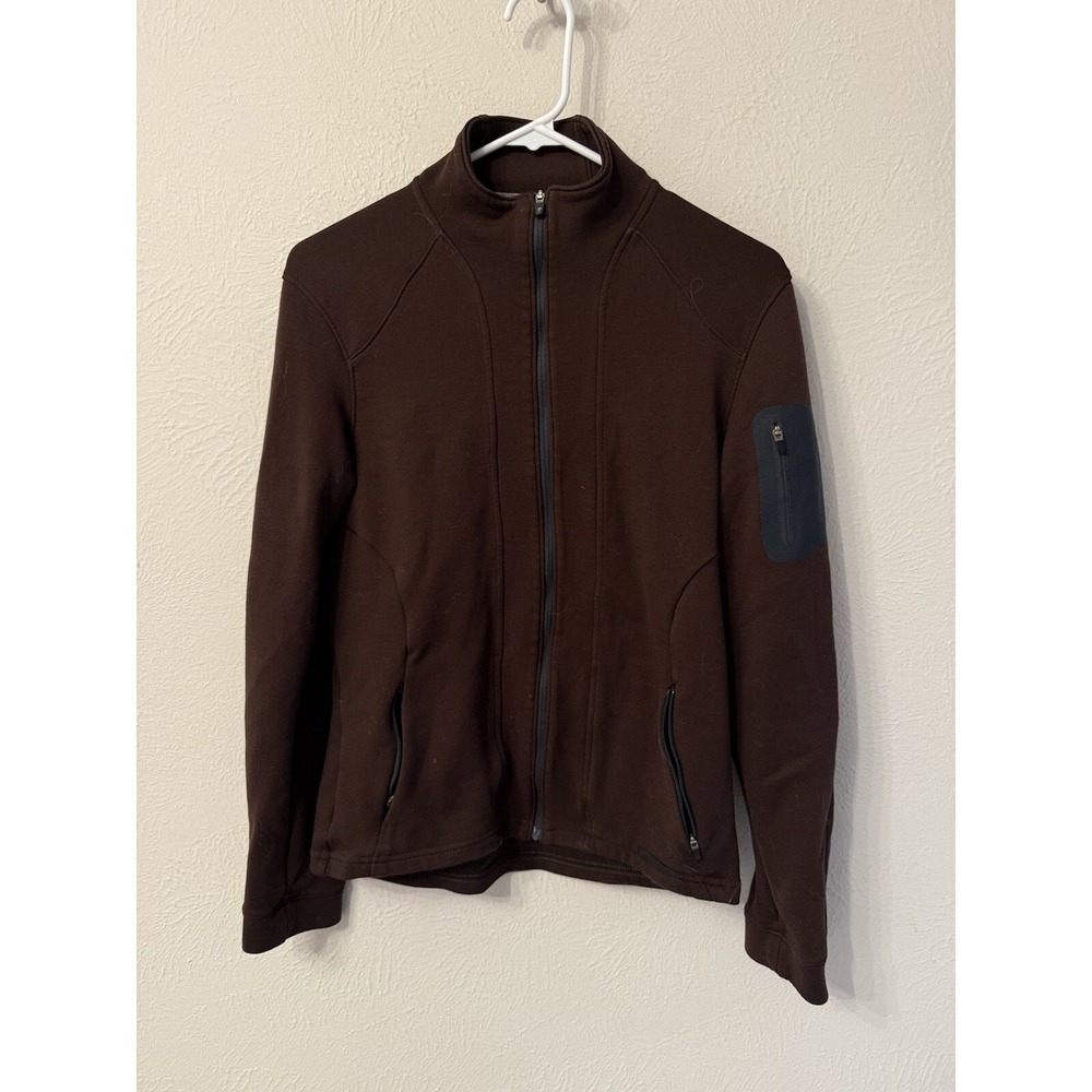 Smartwool Merino blend full zip mid weight jacket size M dark brown
